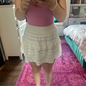 Aerie White Ruffled Mini Skirt